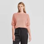 Women's Crewneck Mesh Pullover Sweater - Prologue Coral