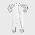 Goumikids Goumi Baby Organic Cotton Striped Footed Pajama  White/black