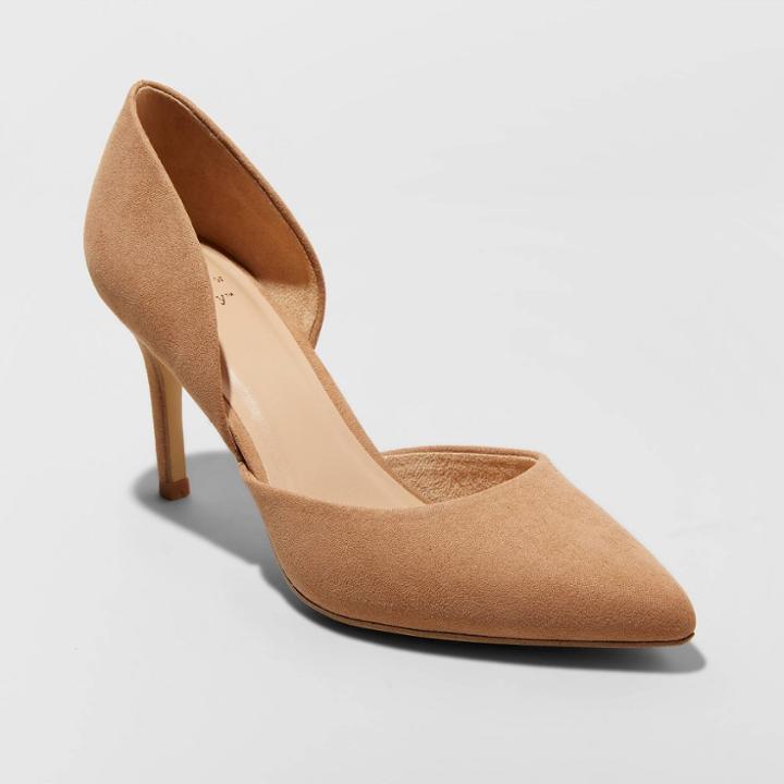 Women's Lacey Wide Width D'orsay Heel Pumps - A New Day Tan