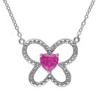 Target 1 Ct. T.w. Simulated Ruby Butterfly Pendant Necklace In Sterling