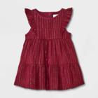 Baby Girls' Lurex Short Sleeve Dress - Cat & Jack Burgundy Newborn, Red
