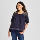 Women's Elbow Sleeve Blouse - Knox Rose Navy Xs, Women's, Blue