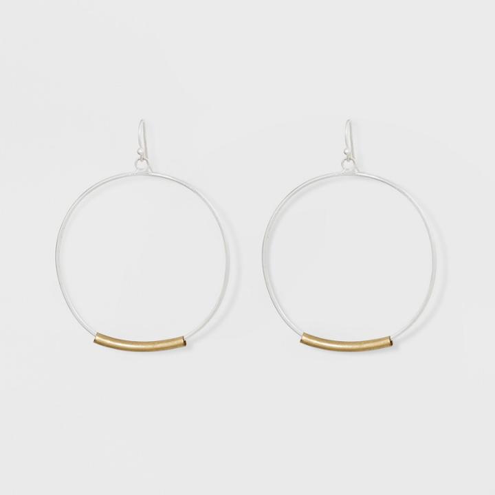 Open Circle With Metal Long Bar Hoop Earrings - Universal Thread Dark
