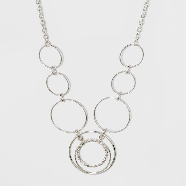 Eight Thin Wire Circles Short Necklace - A New Day Silver,