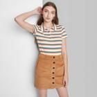 Women's Button-front Cord Mini A-line Skirt - Wild Fable Camel