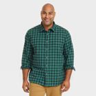 Men's Tall Plaid Casual Fit Poplin Long Sleeve Button-down Shirt - Goodfellow & Co Jade/plaid Lt, Green/plaid