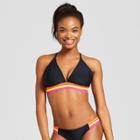 Women's Triangle Rainbow Elastic Bikini Top - Xhilaration Black D/dd Cup