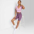 Women's High-rise Polyester Bike Shorts - Wild Fable Purple Xxs