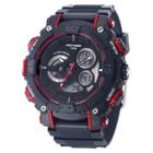Men's Wrist Armor C40 Multifunction Watch, Black And Red Dial, Black Rubber
