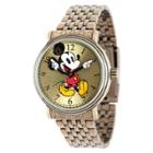 Men's Disney Mickey Mouse Antique Vintage Articulating Watch With Alloy Case - Gold