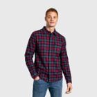United By Blue Men's Organic Flannel Button-down Shirt - Rhododendron Purple/plaid
