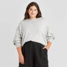 Women's Plus Size Slouchy Crewneck Pullover Sweater - A New Day Heather Gray