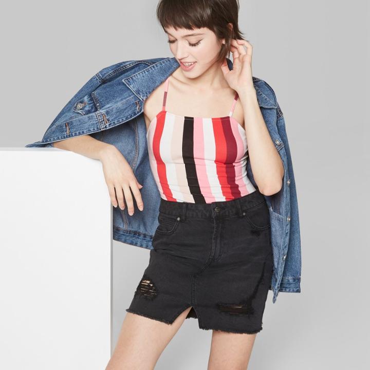 Women's Denim Mini Skirt - Wild Fable Washed Black
