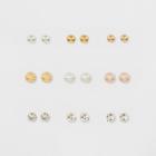 Target Nine Pack Tri Tone Studs, Stone And Diamond Dust Earring Set,