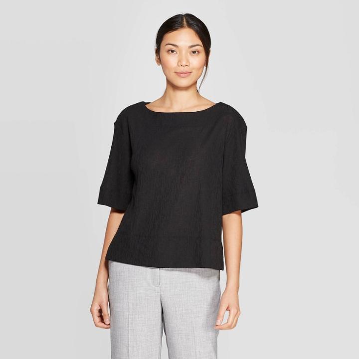 Women's 3/4 Sleeve Boat Neck T-shirt - Prologue Black