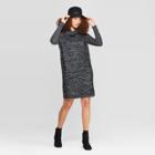 Women's Easy Fit Elbow Sleeve Turtleneck Knit Dress - A New Day Charcoal Heather