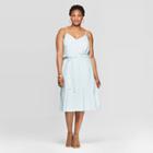 Women's Plus Size Sleeveless V-neck Belted Denim Dress - Universal Thread Light Wash X, Blue