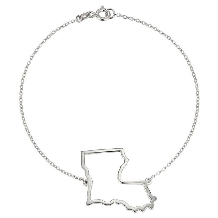 Target Sterling Silver Cutout Louisiana State Bracelet, 7.5, Girl's, Silver/louisiana