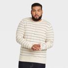 Men's Tall Striped Standard Fit Crew Neck Pullover Sweater - Goodfellow & Co Navy/cream