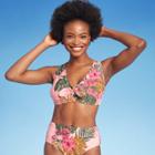 Women's Center Tie-front Bralette Bikini Top - Kona Sol Pink D/dd Cup