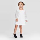 Toddler Girls' Bell Sleeve Lace Dress - Art Class Cream 12m, Girl's, Beige