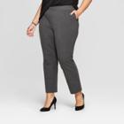 Women's Plus Size Pull On Slim Ankle Ponte Pants - Ava & Viv Dark Heather Gray