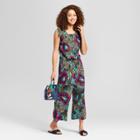 Women's Floral Print Sleeveless Jumpsuit - A New Day Olive