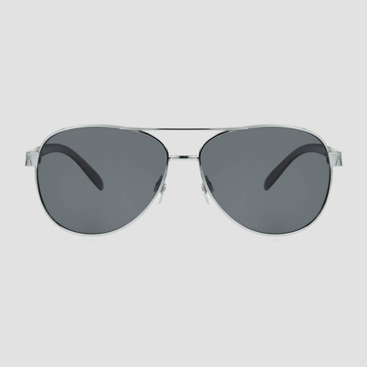 Women's Aviator Metal Shiny Sunglasses - A New Day Silver, Women's,