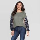 Women's Long Sleeve Crewneck Blouse - Knox Rose Green