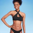 Women's Cross Front Pucker Textured Halter Bikini Top - Wild Fable Black Xxs
