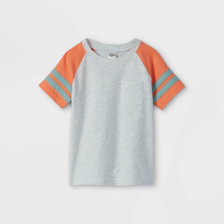 Oshkosh B'gosh Toddler Boys' Knit Colorblock Short Sleeve Henley T-shirt - Orange
