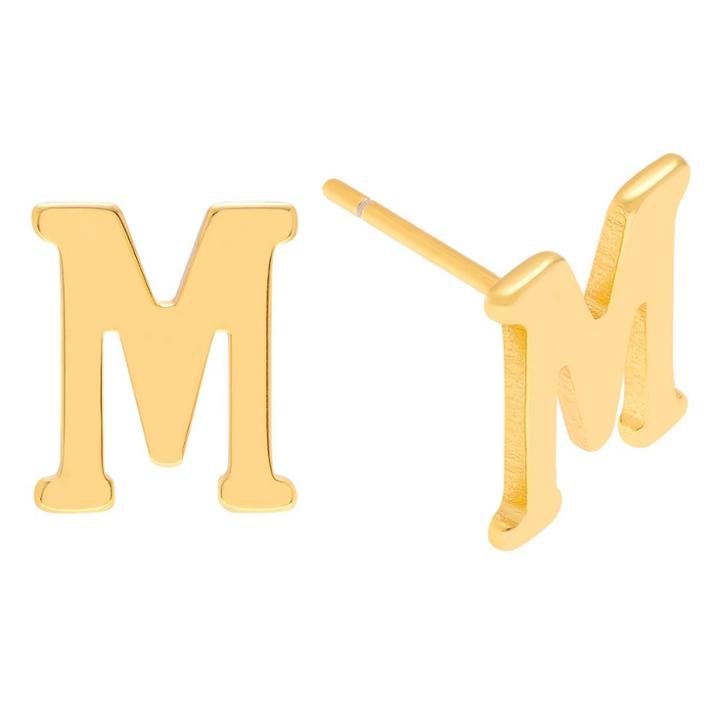 Women's Journee Collection Brass Initial Stud Earrings - Gold, M, Size: Medium, Gold