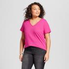 Women's Plus Size V-neck Short Sleeve T-shirt - Ava & Viv Pink