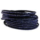 Zirconmania Women's Zirconite Leather Double Wrap Bracelet With Multiple Strand Colored Faux Crystals - Blue, Bay Blue