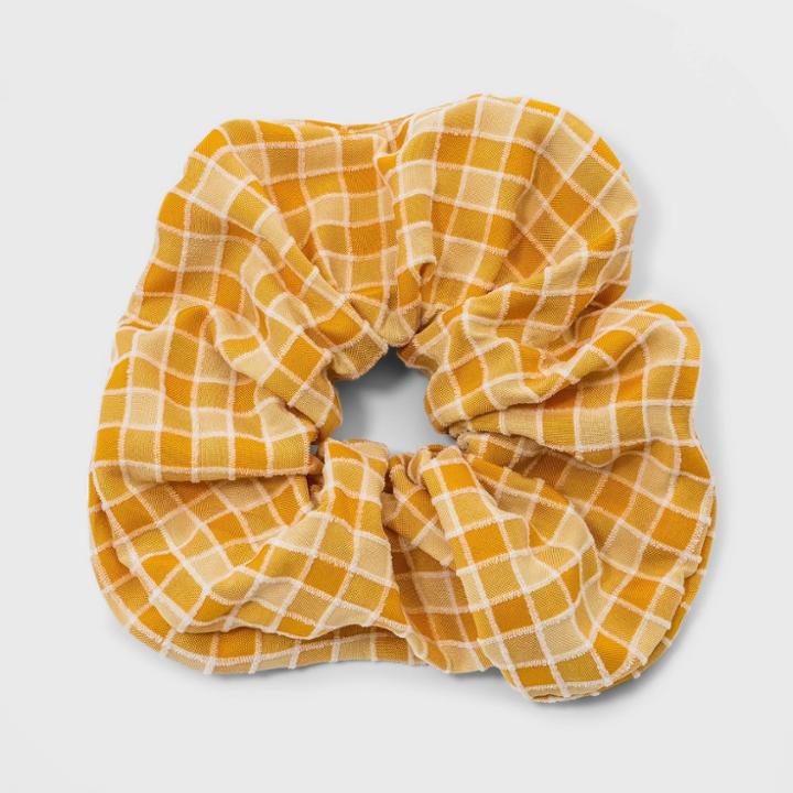 Check Print Woven Jumbo Hair Twister - Universal Thread Yellow