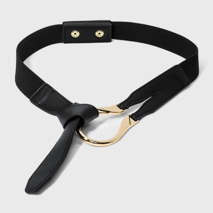 Women's Faux Knot Belt With Stretch - A New Day Black