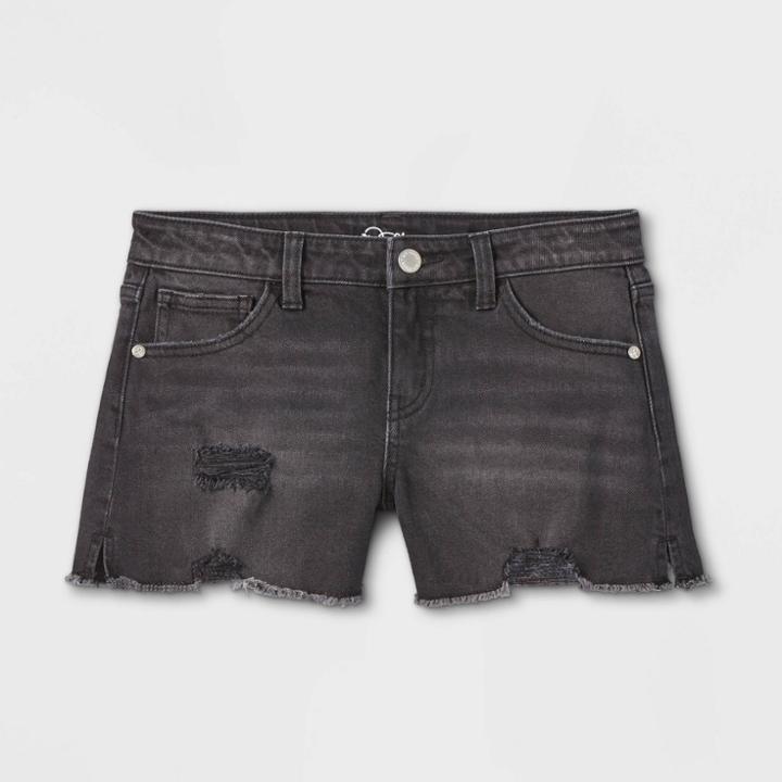 Girls' Vintage Cutoff Mid-rise Jean Shorts - Art Class Black