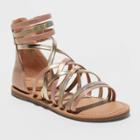 Girls' Dion Zipper Metallic Ankle Strap Sandals - Cat & Jack Rosegold