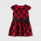Toddler Girls' Holiday Plaid Drop Waist Dress - Just One You Made By Carter's Red