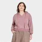 Women's Plus Size Patchwork Hooded Sweatshirt - Universal Thread Purple