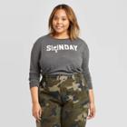 Women's Plus Size Sunday Football Long Sleeve T-shirt - Fifth Sun (juniors') - Charcoal Heather 1x, Women's, Size: