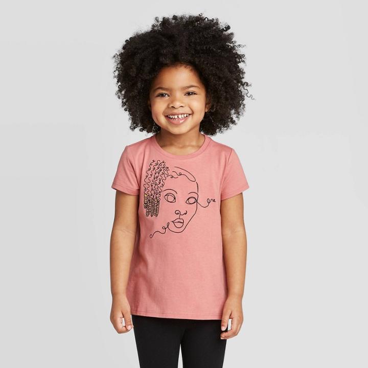 Well Worn Toddler Girl With Braids Short Sleeve Crewneck T-shirt - Pink Rose 2t, Toddler Girl's