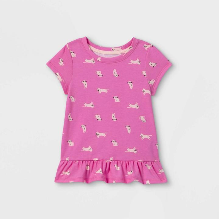 Toddler Girls' Cat Peplum Short Sleeve T-shirt - Cat & Jack Pink