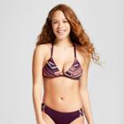 Women's Triangle Cross Back Bikini Top - Merlot Multi Stripe - M - Mossimo, Purple