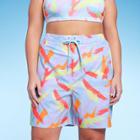 Women's 7 Board Swim Shorts - Wild Fable Light Blue Abstract Print