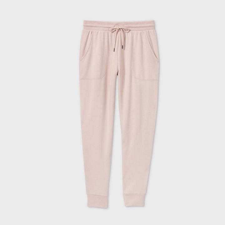 Women's Beautifully Soft Fleece Lounge Jogger Pants - Stars Above Soft Pink