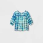 Girls' Tie-dye Long Sleeve Woven Top - Cat & Jack Blue