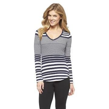 Tissue Long-sleeve V-tee - Merona Xavier Navy/sour Cream