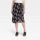 Women's Drapey A-line Wrap Skirt - Knox Rose Black Paisley