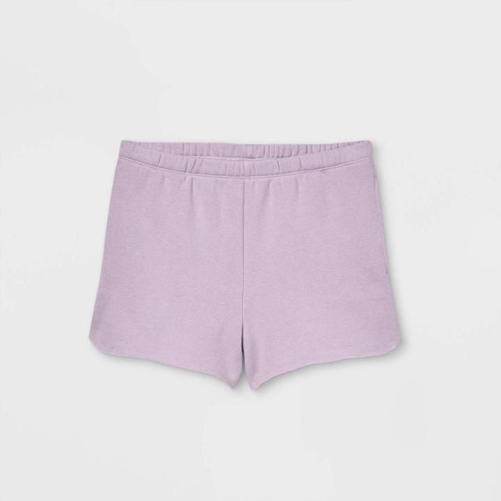Girls' Fleece Raw Edge Lounge Shorts - Art Class Light Purple